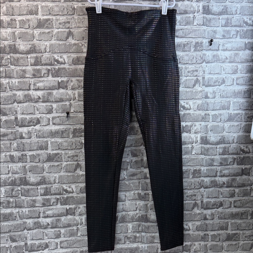 SPANX Black and Silver Patterned Leggings